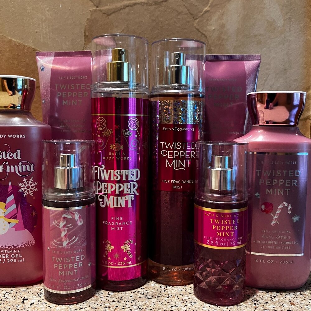 Bath & Body Works Twisted Peppermint Lotions , sprays, cremes!! NEW
